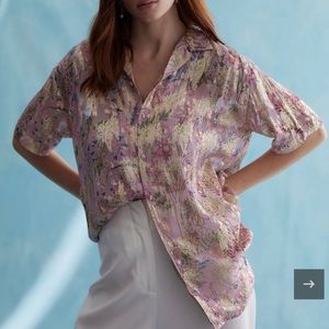 Hemant & Nandita Nila Oversized Shirt. Short sleeve metallic floral button down